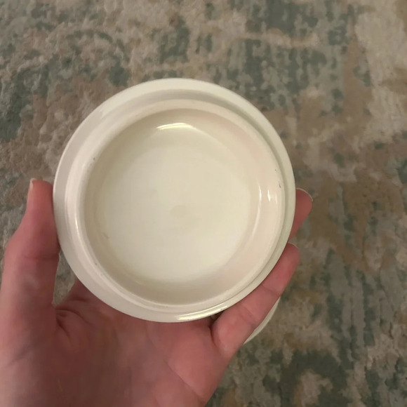 Trinket jar ceramic Sweet floral pattern blue and cream color - Picture 4 of 6